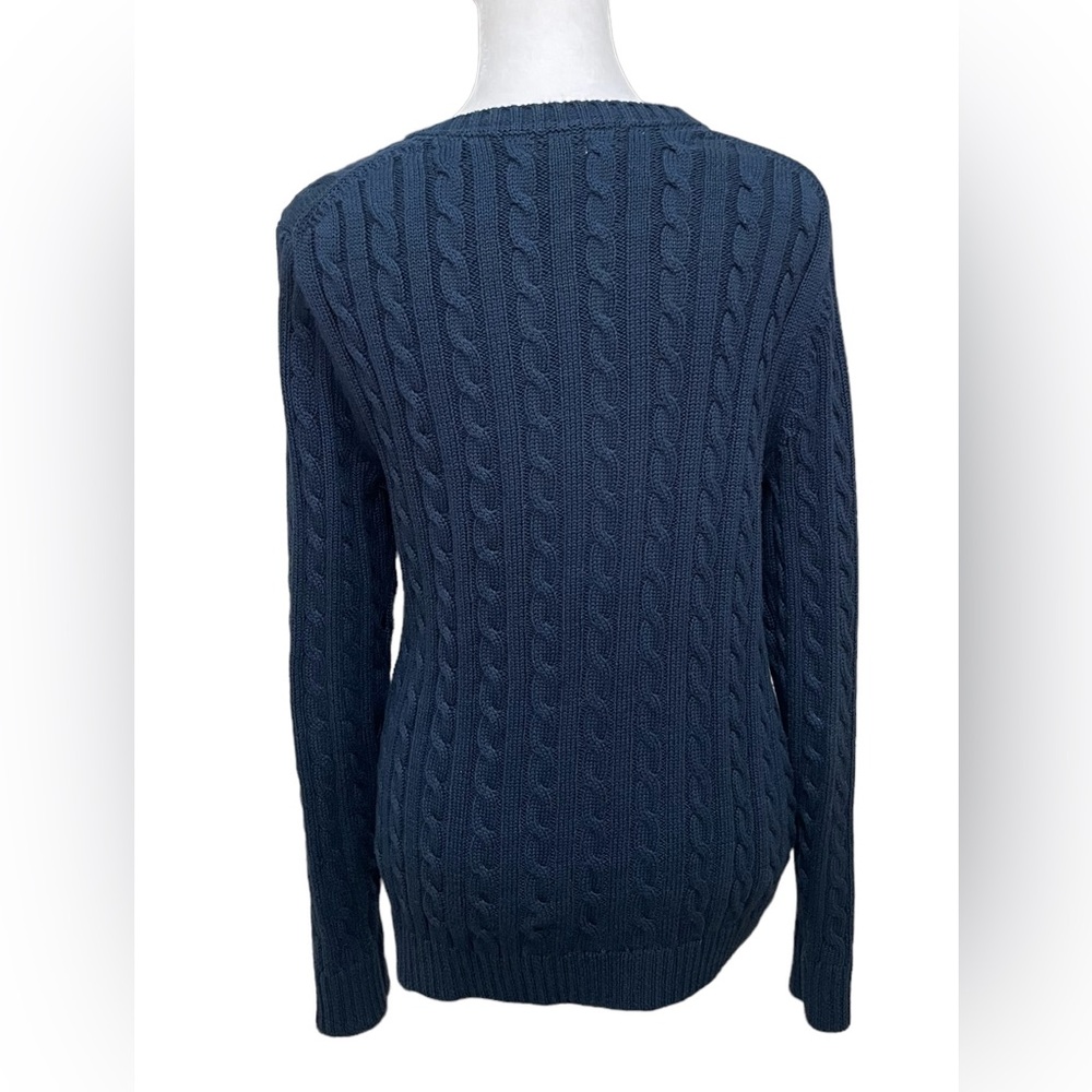 L.L. Bean Navy Cable Knit Cardigan - Picture 8 of 8